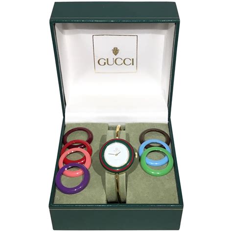 gucci vintage change bezel watch|vintage gucci interchangeable bezel watch.